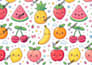 create seamless cartoon fruit designs for fabric